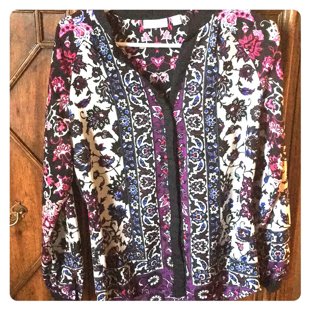 New York & Company sheer button down blouse